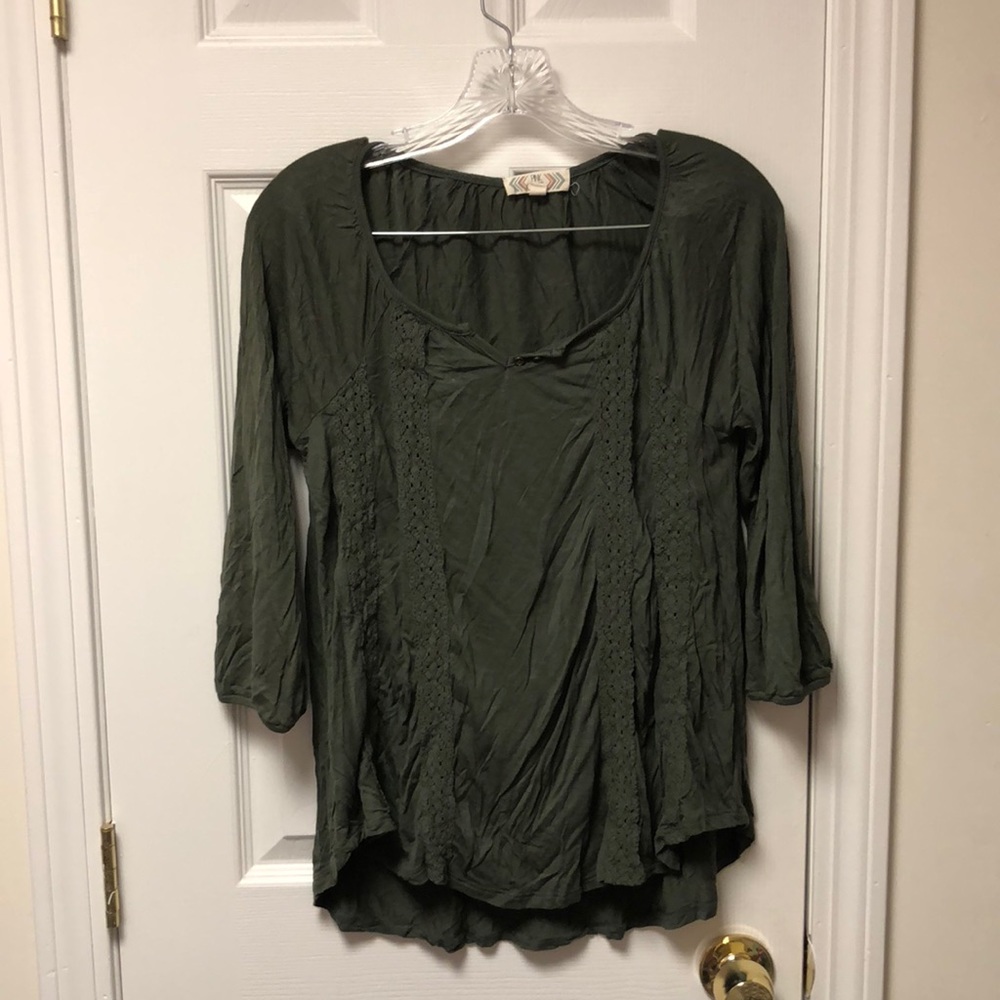 Pink Rose army green 3/4 sleeve